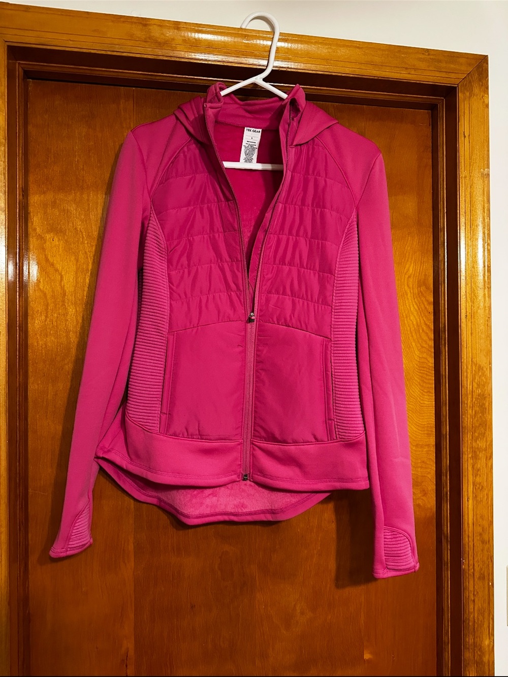 tek gear Women's Hooded Quilted Jacket in Bright Pink